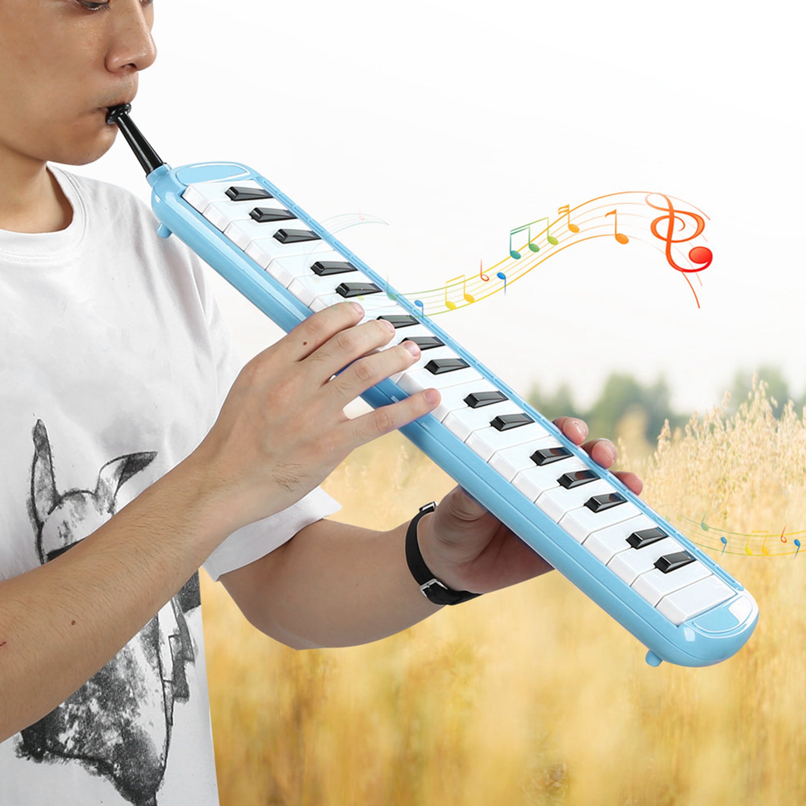 Musical Instrument Reed - 멜로디카 37키 관악기 블루 레진 바디